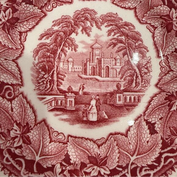 Vintage antique Mason ware red vista pink  transferware rare collectible set 1 - Picture 7 of 12